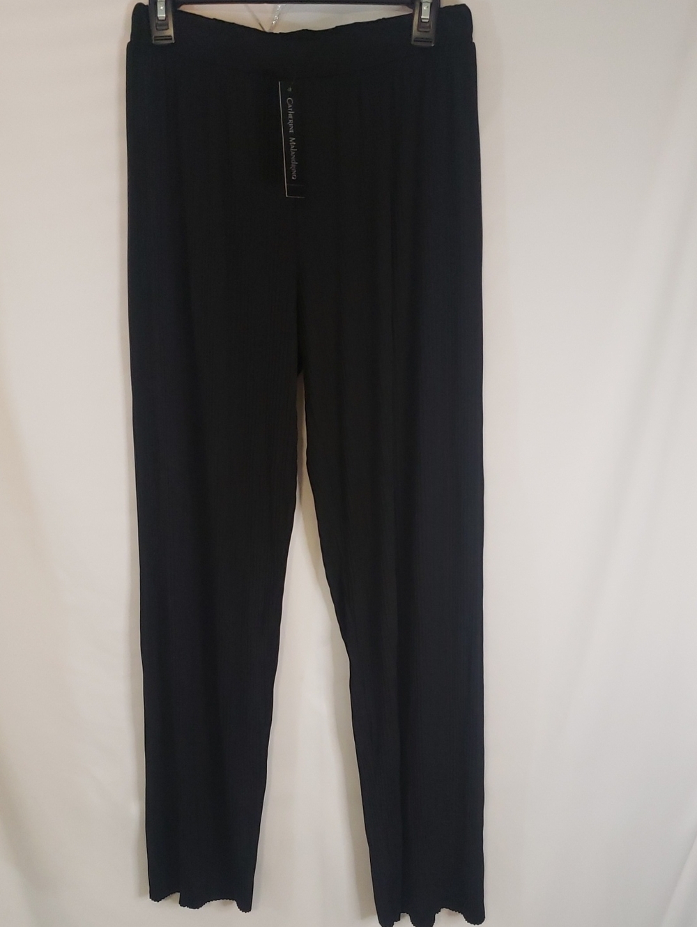 Catherine Malandrino Rib Pleated Palazzo Pull-on Pants, Small